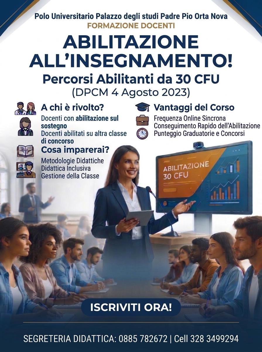 XII Edizione Bando per conseguimento Abilitazione Percorso da 30 Cfu